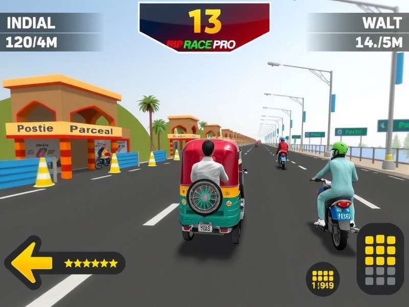 Rapid Race Pro game screenshot showing Indian auto-rickshaw racing